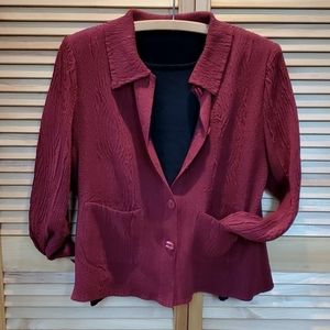 super soft burgundy crinkle blazer jacket